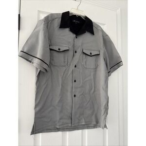 Montique Walking Shirt Black Houndstooth‎ Button Down Men's Large